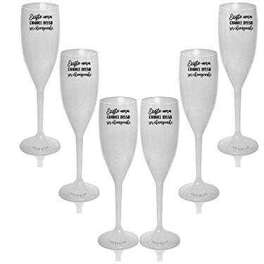 Imagem de Kit 6 Taças Champanhe Brancas Acrílico Personalizadas - Chance de Ser