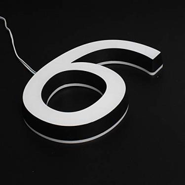 Imagem de Placa 3D flutuante para casa número LED 0-9 placas de porta acrílica de aço inoxidável 1,5 cm, placa digital grande moderna, luz branca preta, macia, brilho exterior, resistente ao clima, durável