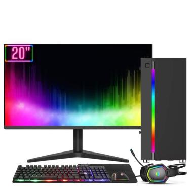 Imagem de Computador RGB Intel Core i5 8GB SSD 512GB Kit Gamer Monitor LED 20&quot; Windows 10 3green Colors