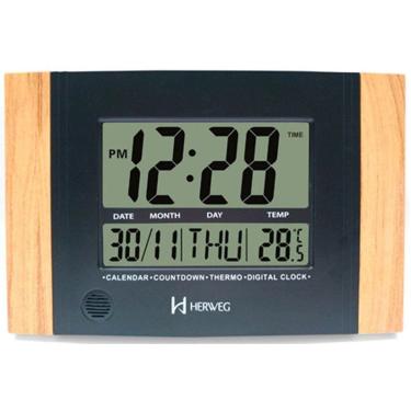 Imagem de Relógio de Parede ou Mesa Digital LCD Calendário Termômetro Madeira Clara Herweg 6438
