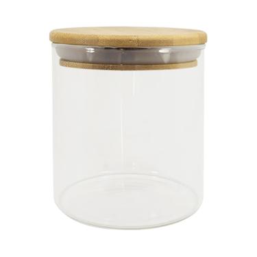 Imagem de Pote de Vidro com Tampa de Bambu Oikos 500ML Hermético Redondo