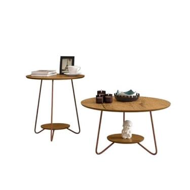 Imagem de Rack + Painel 1.60m Estilo Retrô com Pés em Madeira 1 Gaveta com Corrediça Telescópica Tampo Encabeçado em MDP Acabamento em Alto Relevo Cor Cedro