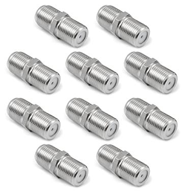 Imagem de Bettomshin 10 peças BSP F fêmea para F fêmea conector adaptador coaxial RF compatível com aplicações RF antenas dispositivos LAN sem fio cobre prata