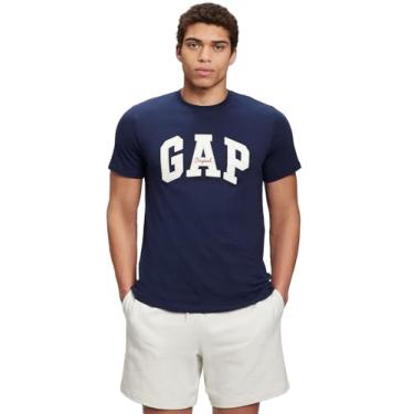 Imagem de GAP Camiseta masculina com logotipo original do arco, Tapeçaria azul-marinho, M