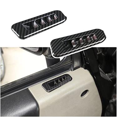 Imagem de Capa de saída de ar para porta de carro adequada para Hummer H2 2003-2007, capa de moldura de proteção de saída de ar condicionado da porta da frente, acessórios de cobertura de saída de ar interior ABS, 2 peças (padrão de fibra de carbono preto)