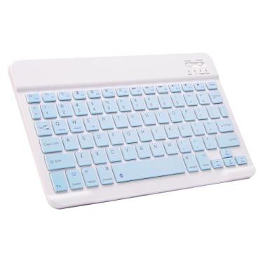 Imagem de Teclado Bluetooth ultrafino portátil mini teclado sem fio recarregável para Apple iPad, iPhone, Samsung, tablet, smartphone, iOS, Android, Windows (10 polegadas) azul)