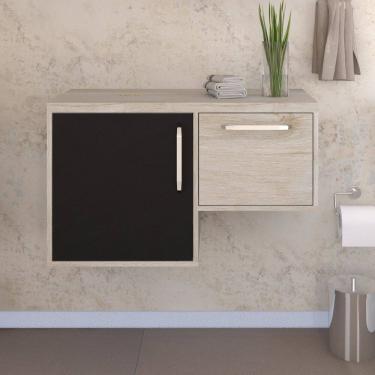 Imagem de Armário Gabinete Nexus 83L Contemporâneo Snow/Preto Ônix