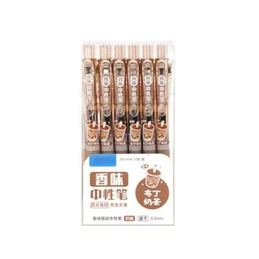 Imagem de Joucien 12 peças/caixa-0,5 mm caneta esferográfica com sabor fofo preto neutro - curry cremoso