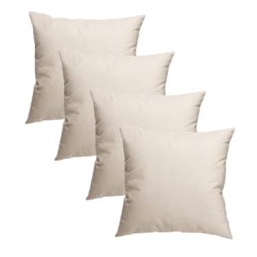 Imagem de Kit 4 Capas de Almofada com Zíper 45x45cm Suede Lisa, Resistente a Manchas, Decorativa, Conjunto de 4 (Marfim)