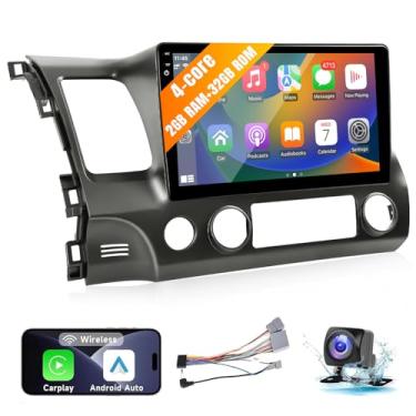 Imagem de Leadfan Suporte de rádio estéreo veicular sem fio CarPlay e Android Auto para Honda Civic 2006 2007 2008 2009 2010 2011, tela sensível ao toque IPS de 10,1 polegadas, Bluetooth estéreo automotivo com
