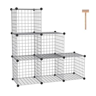 Imagem de C&AHOME Armazenamento de cubo de arame, 6 - organizadores de cubos grades C de metal, unidades de prateleiras modulares, organizador de armário, ideal para casa, escritório, sala de estar, 92 cm C x