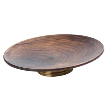 Imagem de Generic Bandeja redonda de madeira para servir frutas bandeja para lanches decorativa bandeja de chá multiuso palete para restaurante escritório, M