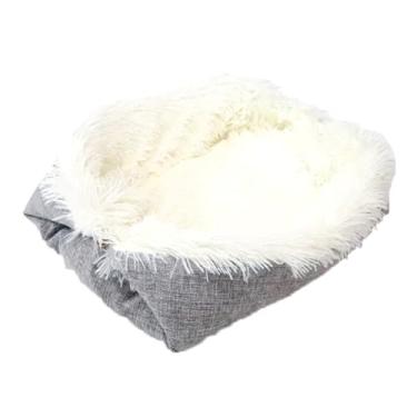 Imagem de Cama de Pelúcia para Gato, 2 Em 1, Almofada de Dormir para Gatinhos, Saco de Dormir Dobrável, Cobertor para Gatinhos, Filhotes, Cachorros Pequenos (WHITE)