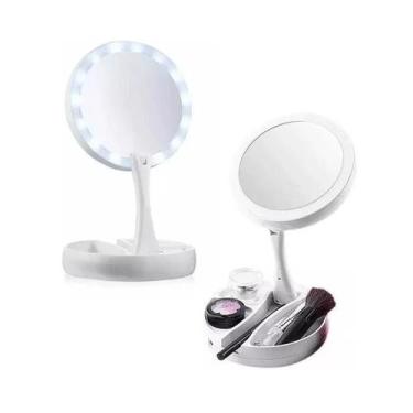 Imagem de Espelho Com Led Dobrável P Maquiagem Camarim + - Mirror