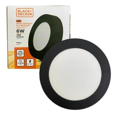 Imagem de Kit 10 Plafon Redondo Sobrepor 6w Preto Branco Frio 6500K - Black Deck