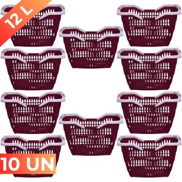 Imagem de Kit 10 Cesta Cestinha Plastica Supermercado Mercado Usual - Usual Util