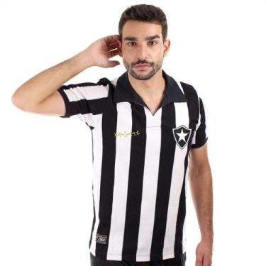 Imagem de Camisa de Time Braziline Nilton Santos 1962 BotaFogo Preto e Branco - 