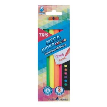 Imagem de Caneta Hidrocor Tris Mega Hidro Color 6 Cores Neon