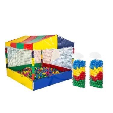 Imagem de Kit Piscina de Bolinhas Quadrada 1,50m 1000 Bolinhas Premium - Rotopla