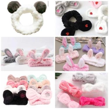 Imagem de Kit 05 Faixa Pelúcia Maquiagem Make-up Blogueira Moda Atacado - Faixa 