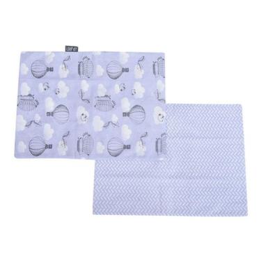 Imagem de Kit Fronha Enxoval Bebe Balões Azul C/2 28cmx40cm Algodão - Minasrey