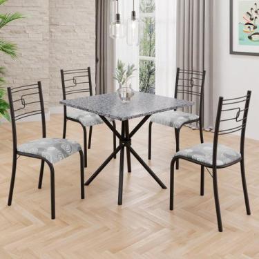 Imagem de Conjunto Sala de Jantar Mesa Quadrada 75x75cm Tampo Granito Ocre 4 Cad