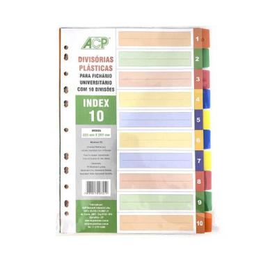 Imagem de Divisória Para fichário Universitário Colorida Acp