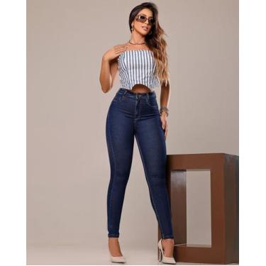 Imagem de Calça jeans skinny extreme power feminina cintura alta básica - CONSCI