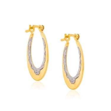Imagem de Brincos rommanel banhado ouro 18k feminino grande maxi meia argola ova