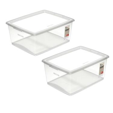 Imagem de Kit 2 Caixa Organizadora Grande com Trava Cristal 30 Litros - Ordene