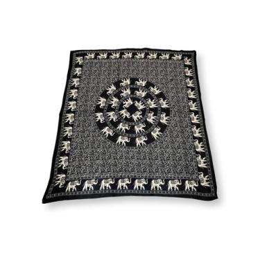 Imagem de Colcha Casal Indiana Algodão Estampa Mandala com Elefante - Sarat Moda