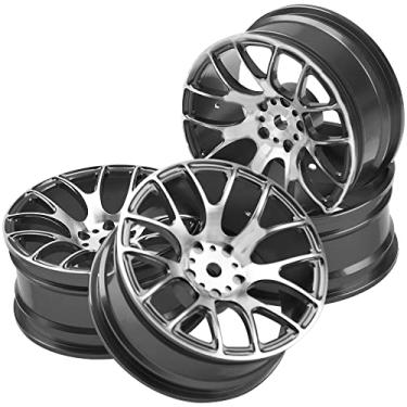 Imagem de 4Pack HIRCQOO Metal Wheel Rims 12mm Hex Hub Compatible with 1/10 On-Road Racing Touring Drift Car Tamiya TT-01 Kyosho RedCat Sakura D4 XIS HSP 1/10 RC Scales,Width 26mm (Black)