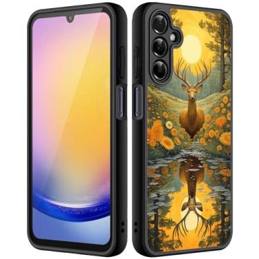 Imagem de ZHUHEHEAH Capa para Galaxy A25 5G, capa protetora ultrafina de silicone líquido antiderrapante elegante, adequada para Samsung Galaxy A25 5G 6,5 polegadas 2023, Forest Elk