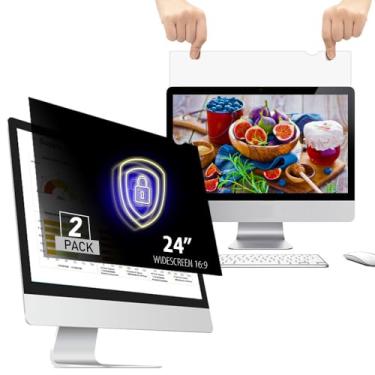 Imagem de WELINC [Pacote com 2] Filtro de tela de privacidade de computador 16:9 de 61 cm para monitor widescreen e laptop - antirreflexo - película protetora antiarranhões - Escudo de confidencialidade de