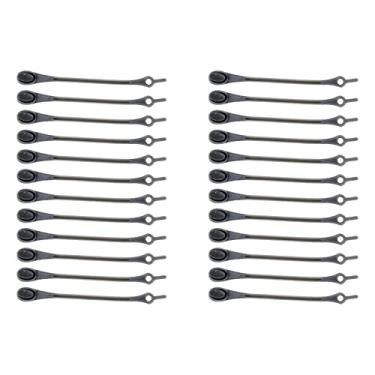 Imagem de HEVSTIL Pacote com 24 cadarços elásticos preguiçosos, cadarços sem amarrar, cadarços elásticos de silicone sem amarração, Preto, 110×90mm