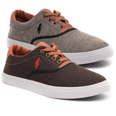 Imagem de KIT 2 Tênis Sapatenis Masculino Polo Open Macio Casual Dia a Dia, Cafe