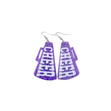 Imagem de CHEER Brincos pendentes de megafone Lightweigt Rugby Football Game Day Brincos para fãs jogadores, 1, Resina, Sem pedra preciosa