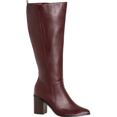 Imagem de EVANS Bota feminina de cano curto com ajuste largo, Vinho, 8 Wide