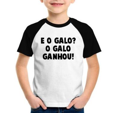 Imagem de Camiseta Raglan Infantil E o galo O galo ganhou! - Foca na Moda, Branc