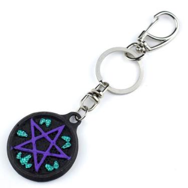 Imagem de Chaveiro Pentagrama Preto 13 cm em Resina - Lua Mística - 100% Origina