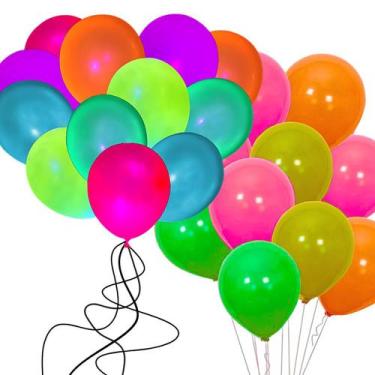 Imagem de Balão Bexiga Neon Coloridos Vibrante 25 unid 9" Festa Neon - Mormino