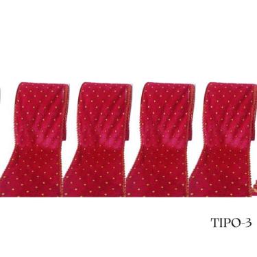 Imagem de Fitas Natalinas 4 Modelos Aveludados Bordas Aramadas 2,73M x 6,3CM. - 