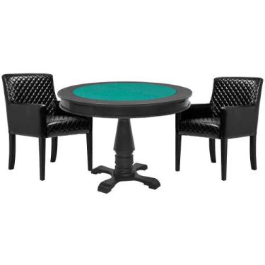 Imagem de Mesa de Jogos Carteado Victoria Redonda Tampo Reversível Preto com 2 C