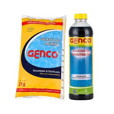 Imagem de Kit Genco Sulfato de Aluminio 2kg E Algicida Manutenção 1L