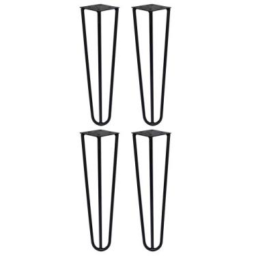 Imagem de Kit 4 Pés de Metal 25 CM Hairpin Legs Mesas de Centro Puffs Preto G41 