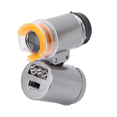 Imagem de Lupa de Bolso, Mini Microscópio Ampliação 60X 2 Luzes LED 1 Luz UV Microscópio de Bolso Joalheiros Lupa Ampla Aplicação Microscópio Portátil Acrílico ABS Durável