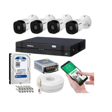 Imagem de Kit 4 Câmeras Intelbras 1120b Dvr 4 Canais Com Hd