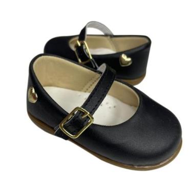 Imagem de Sapatilha Preta Menina Sandália Bebê Sapato Infantil Sapatinho, 17