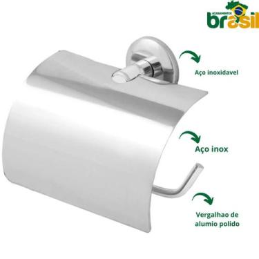 Imagem de kit 2 Papeleira Com Tampa Inox Porta Papel Higiênico feita Aço Inoxidá