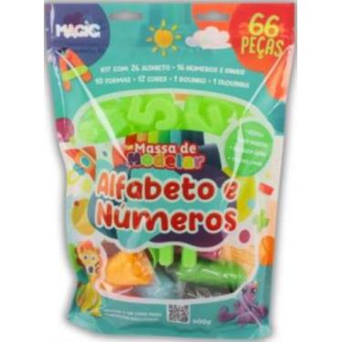 Imagem de Massa De Modelar 66 Pecas - Alfabeto, Sinais E Numeros - 600G - MAGIC 